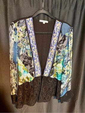 spencer alexis Floral & Lace Mixed-Media Kimono jacket